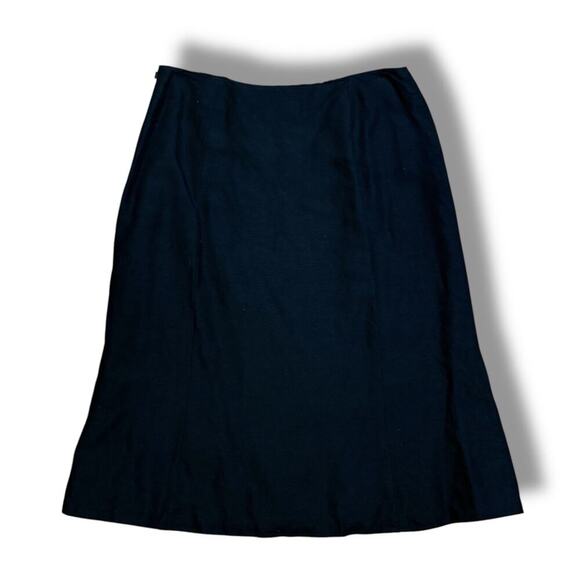 VTG Y2K Boho Embroidered Floral Harolds Skirt Size 8 Black Linen Blend Midi - Picture 2 of 10